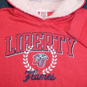 Proedge Liberty University Flames Heather Red Sherpa Lined Hoodie Womens Medium
